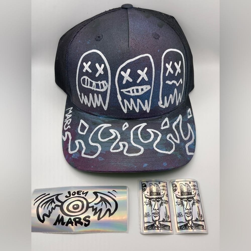 JOEY MARS Autographed Custom Northern Lights Hat, Snapback Trucker Hat, Artwork‌